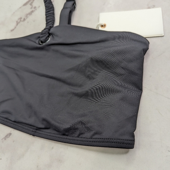 Good American Swim Top Women 5 2X Black Sporty Grommet Strappy Bandeau Scrunch - Picture 3 of 8